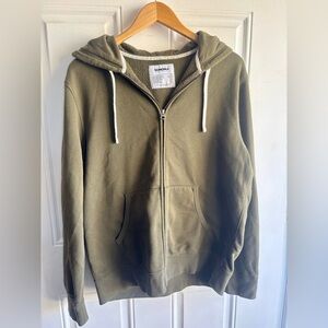 Sonoma Women Men's Zip-Up Hoodie in Olive. Forest Green Fleece Lined Jacket XL